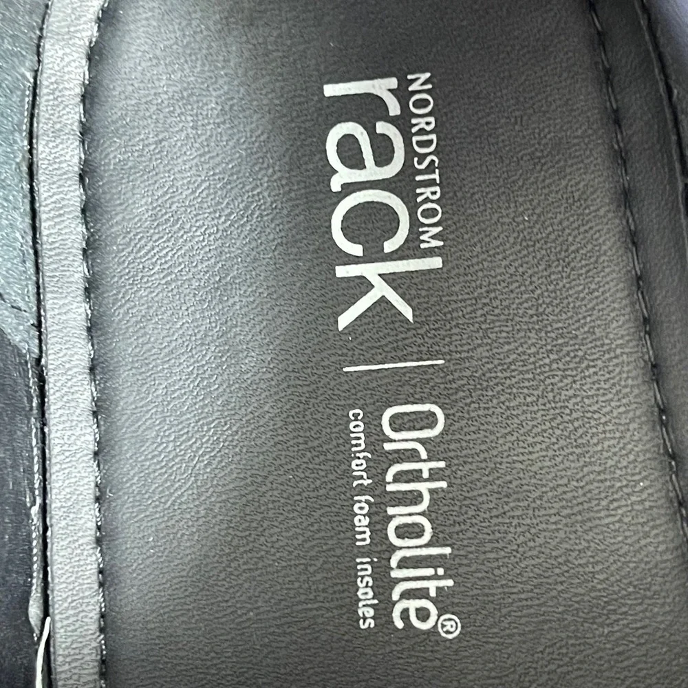Nordstrom Rack 58665 Black Leather Casual Sneaker Shoes Slip On Men's 8.5 M